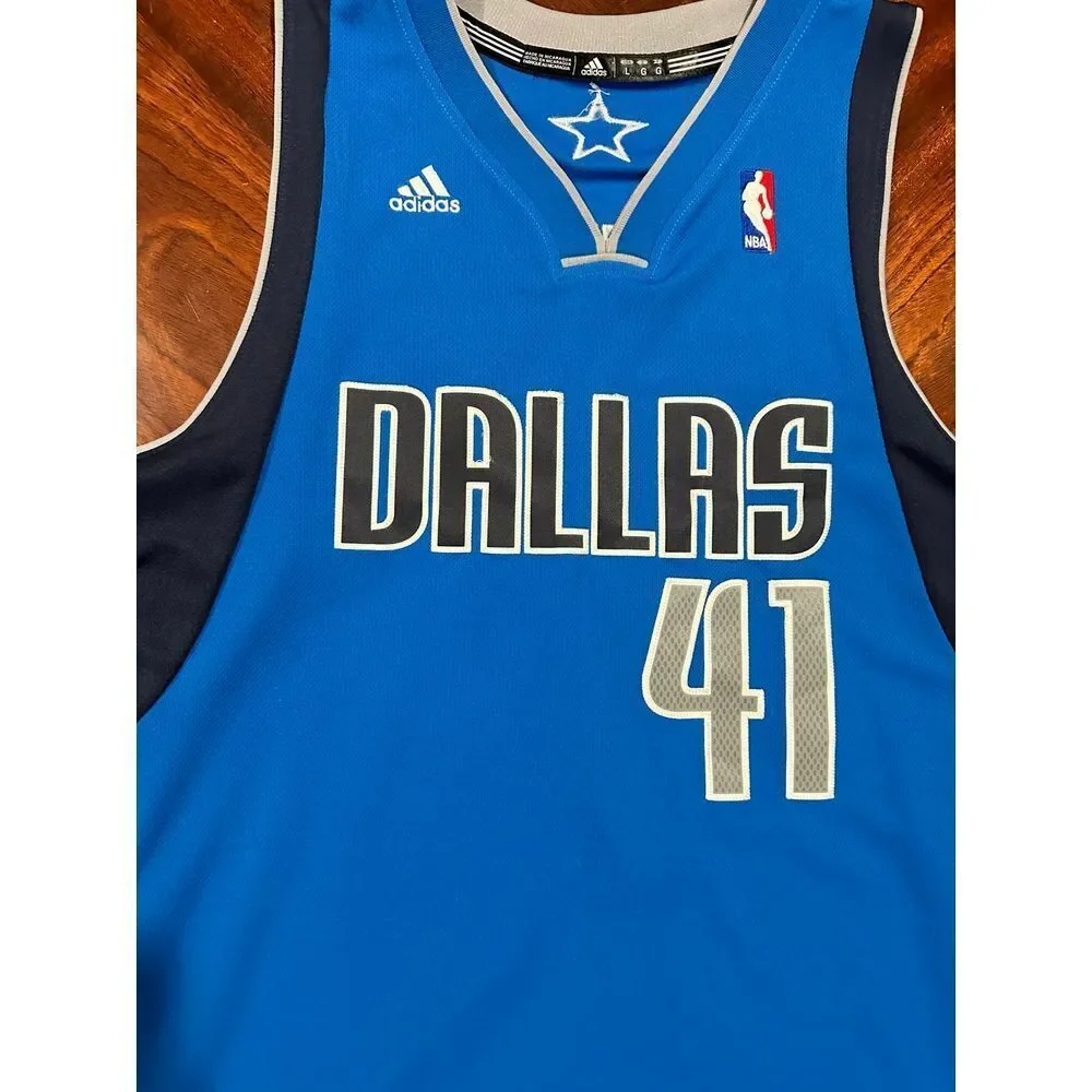 Dirk Nowitzki Dallas Mavericks Adidas Jersey Swingman Alt Blue Sewn NBA Men XL+2